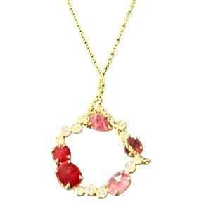 TAI Birthstone Necklace in July NWT in Red & Gold